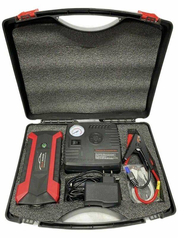 AV-777 Пусковое зарядное устройство High Power для автомобиля с компрессором в кейсе
