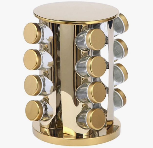 KP-756 Набор Spice Carousel  для специй круглый золотой 16 шт