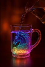 PS-032 Стакан  Inductive Rainbow SY1406 с подсветкой и ручкой ,черная упаковка