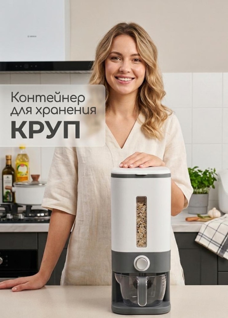 KP-157 Диспенсер-органайзер Rice barrel  для хранения круп и сыпучих