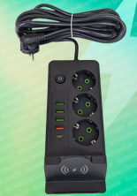 IN-120 Сетевой фильтр  BKL-504  1,8 м на  3 розеток и 4 usb