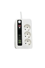IN-124 сетевой адаптер 2м белый на 3 розетки (2+3 USB) BKL-04 EU Timer
