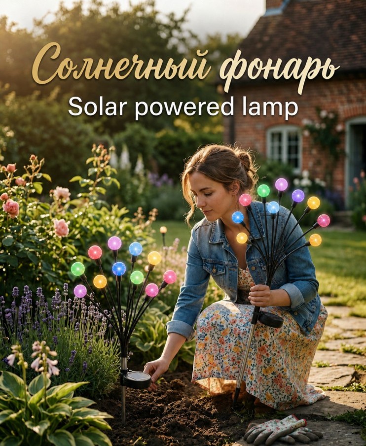 FNA-008 Фонарь Solar-powered firefly lamp садовый на солнечной батарее 2шт,уличный декоративный фонарь Rgb