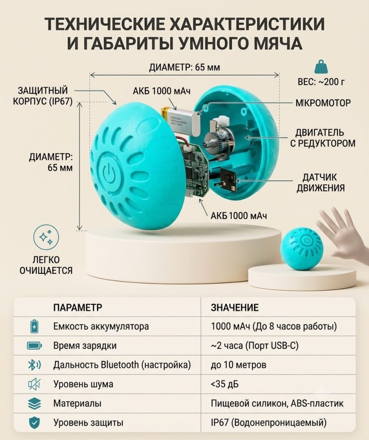 TV-018 Умный мяч Colorful Smart Dog Toys для собак интерактивный автоматический, самоподвижная игрушка для домашних животных и кошек