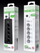 IN-122 Сетевой фильтр Power Sockets на 5 розеток черный  1.8М (2 входа USB) BKL-505