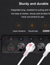 IN-122 Сетевой фильтр Power Sockets на 5 розеток черный 1.8М (2 входа USB) BKL-505