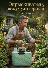 RZ-377 Опрыскиватель аккумуляторный садовый для растений и огорода, электрический распылитель с телескопической штангой и 3 насадками