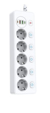 IN-123 сетевой фильтр на 5 розеток 1.8м белый + 2 входа USB 