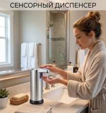 KP-319 Дозатор Sensor Soap Dispenser для жидкого мыла сенсорный бесконтактный ,диспенсер на мойку и в ванную комнату, на батарейках, стальной